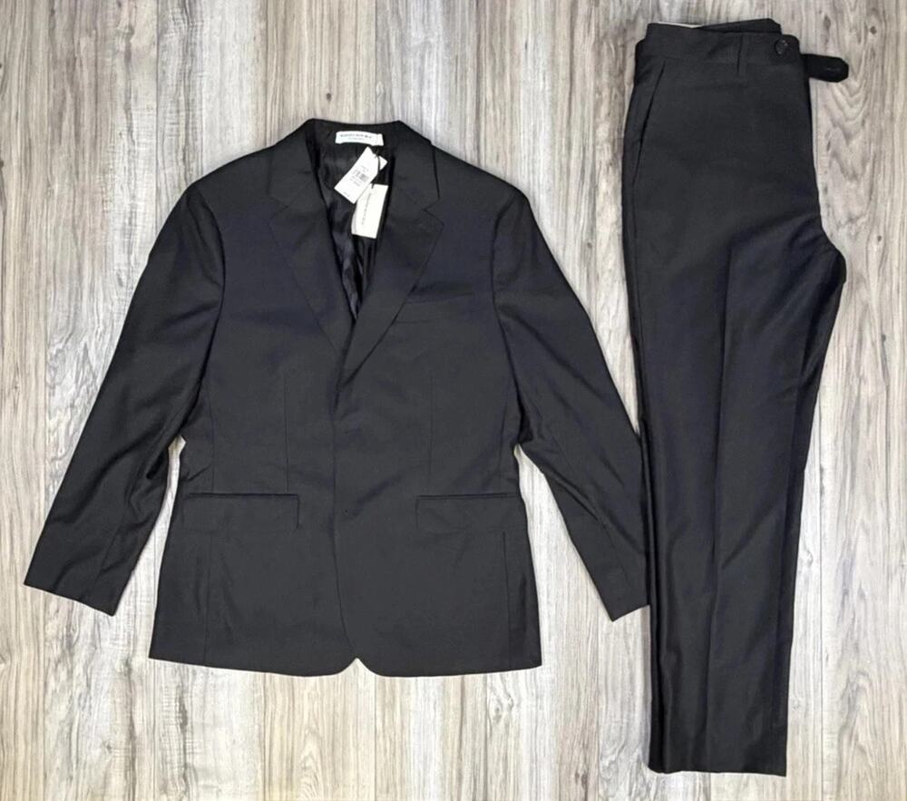 Banana Republic Signature Italian Hopsack Suit Set Black 42 Short 33x30 Wool NEW
